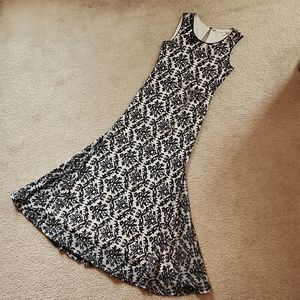 Formal Black & Nude Damask Dress